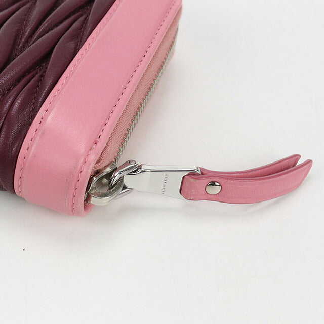 中古 ミュウミュウ 長財布ラウンドファスナー レディース ブランド MIUMIU マテラッセ ジップアラウンド レザー ピンク 財布 USDMI100397011