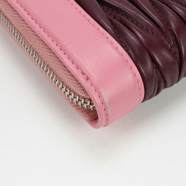 中古 ミュウミュウ 長財布ラウンドファスナー レディース ブランド MIUMIU マテラッセ ジップアラウンド レザー ピンク 財布 USDMI100397011