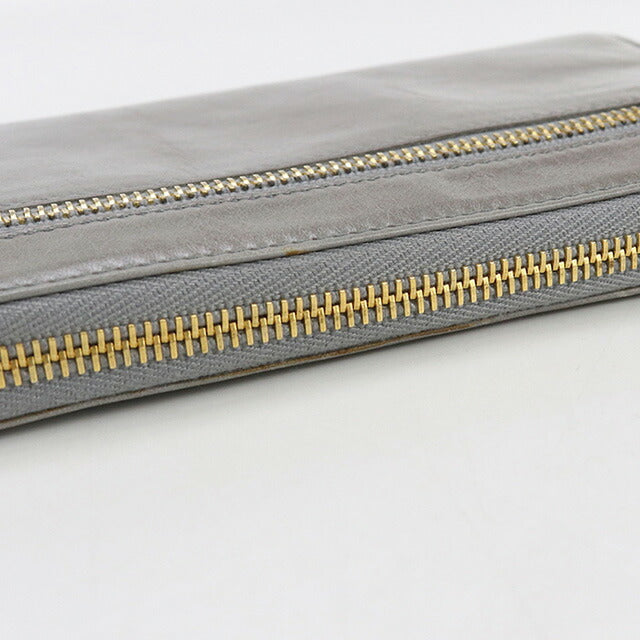 中古 ミュウミュウ 長財布ラウンドファスナー レディース ブランド MIUMIU ジップアラウンド レザー 5M0506 グレー 財布 USDMI100400011