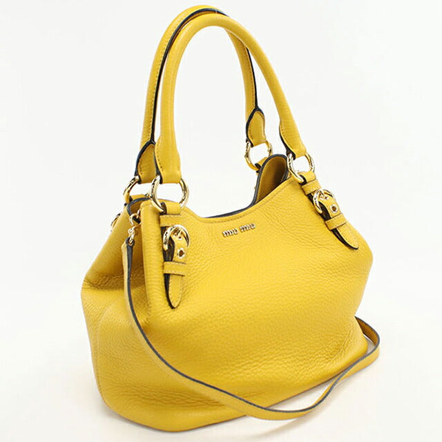 中古 ミュウミュウ トートバッグ レディース ブランド MIUMIU ヴィッテロフェニックス 2WAY レザー 5BE886 イエロー バッグ USDMI101791011