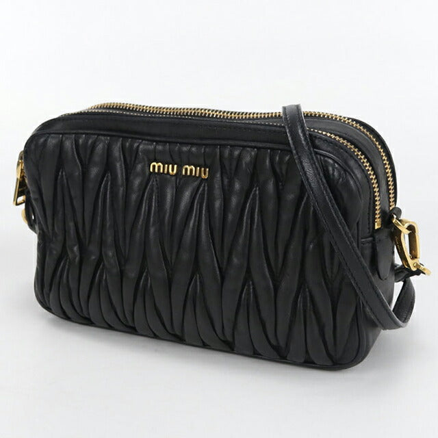 中古 ミュウミュウ 斜め掛け ショルダーバッグ レディース ブランド MIUMIU マテラッセ レザー ブラック バッグ USDMI104052011