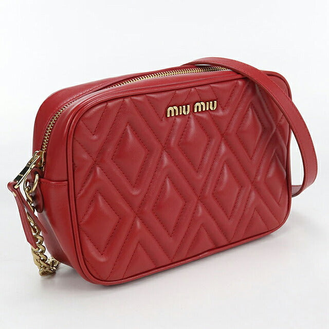 二手 Miu Miu 斜挎单肩包 女士品牌 MIUMIU 链条皮革红色包 USDMI104056011