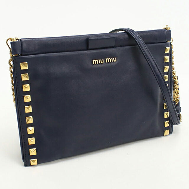 中古 ミュウミュウ 斜め掛け ショルダーバッグ レディース ブランド MIUMIU 2WAYチェーンショルダーバッグ 5BH356 2A8P F0016 ネイビー USDMI104434011