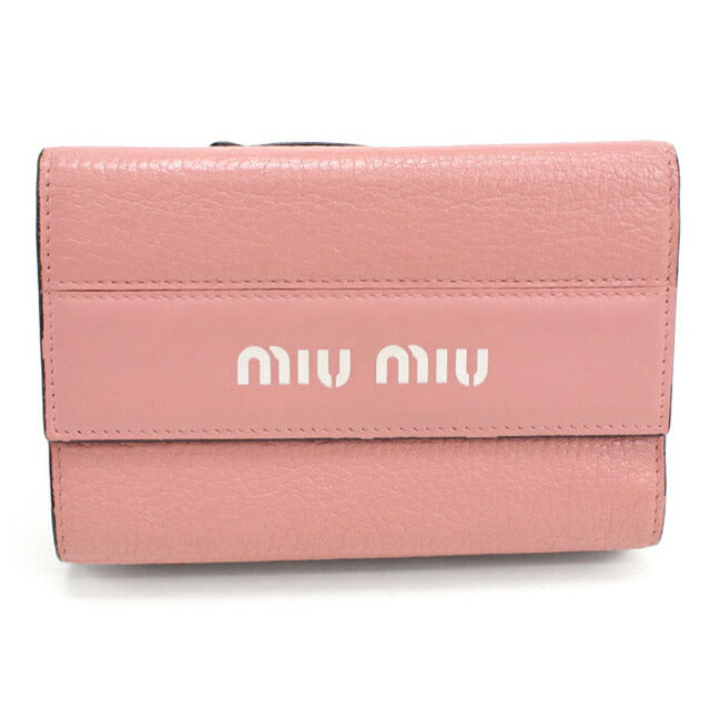 中古 ミュウミュウ 三つ折り財布 三折財布 レディース ブランド MIUMIU マドラス レザー 5ML014 ピンク 財布 USDMI105739011