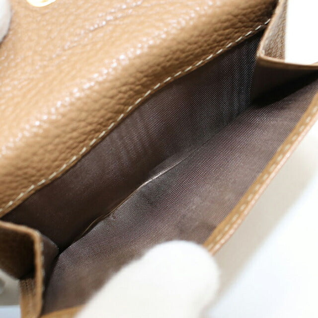 二手 Miu Miu 三折钱包女式品牌 MIUMIU Vitello Dino 皮革折叠钱包带翻盖 5MH043 2DT7 F030E 棕色 USDMI105999011