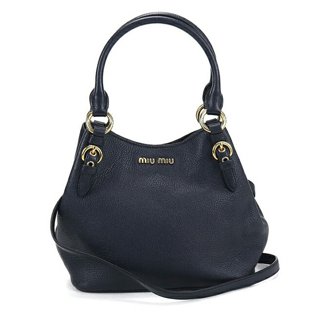 二手 Miu Miu 手提包女士品牌 MIUMIU 2WAY 皮革海军蓝包 USDMI106418011