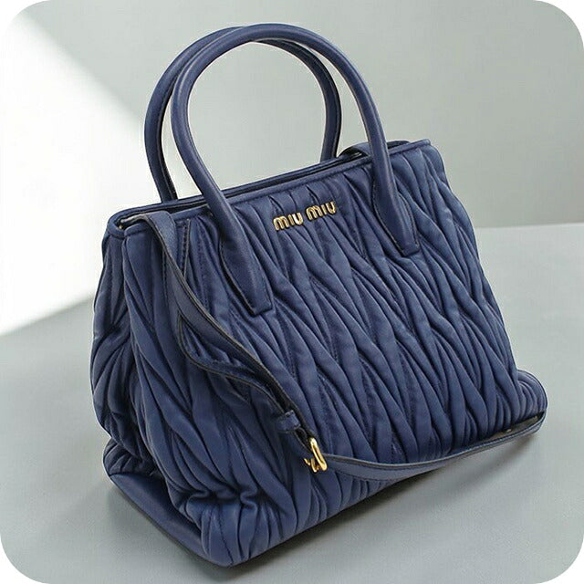 miumiu マテラッセ　ブルー ミュウ ミュウ Miu Miu マテラッセ 2way ショルダーバッグ ブルー