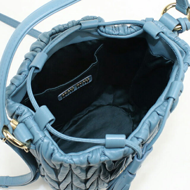 中古 ミュウミュウ ショルダーバッグ レディース ブランド MIUMIU マトラッセ 2WAY バケットバッグ 5BE084 ブルー USDMI109397011