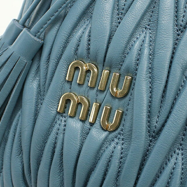 中古 ミュウミュウ ショルダーバッグ レディース ブランド MIUMIU マトラッセ 2WAY バケットバッグ 5BE084 ブルー USDMI109397011