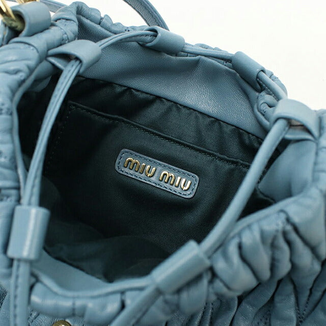 中古 ミュウミュウ ショルダーバッグ レディース ブランド MIUMIU マトラッセ 2WAY バケットバッグ 5BE084 ブルー USDMI109397011