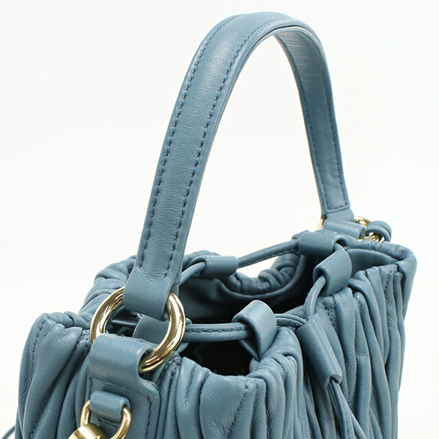 中古 ミュウミュウ ショルダーバッグ レディース ブランド MIUMIU マトラッセ 2WAY バケットバッグ 5BE084 ブルー USDMI109397011