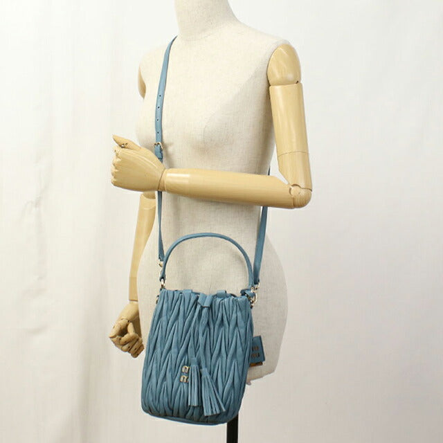 中古 ミュウミュウ ショルダーバッグ レディース ブランド MIUMIU マトラッセ 2WAY バケットバッグ 5BE084 ブルー USDMI109397011