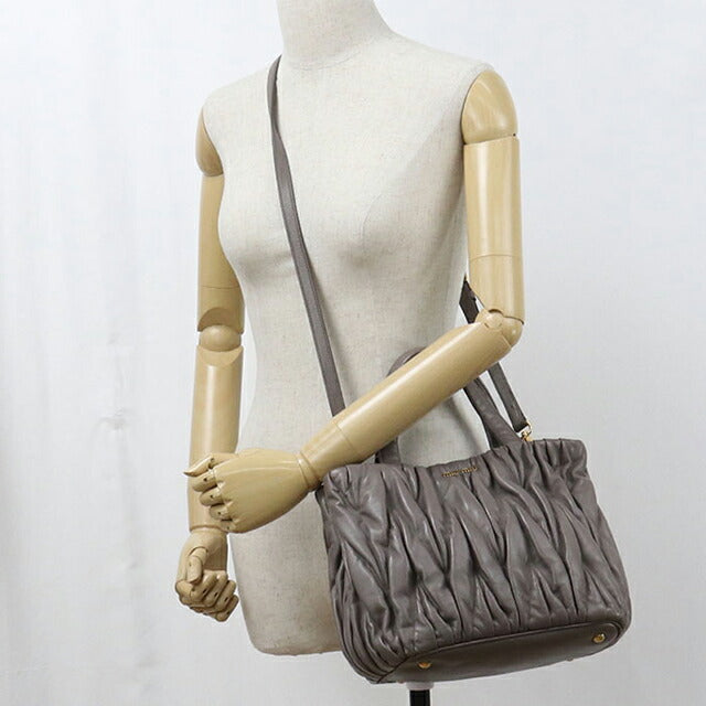 中古 ミュウミュウ トートバッグ レディース ブランド MIUMIU マテラッセ 2WAY 5BG061 N88 F0572 グレー USDMI112525011