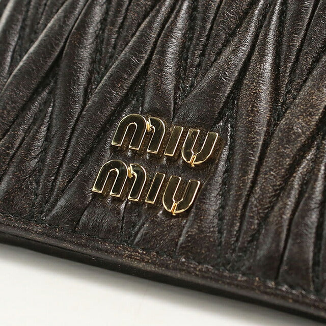 中古 ミュウミュウ 二つ折り財布 二折財布 レディース ブランド MIUMIU マテラッセ レザー 折り財布 5MV204 ブラック USDMI112966011