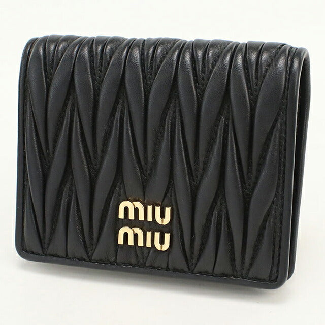 中古 ミュウミュウ 二つ折り財布 二折財布 レディース ブランド MIUMIU マテラッセ 5MV204 ブラック USDMI113164011