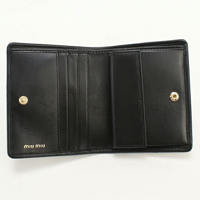 中古 ミュウミュウ 二つ折り財布 二折財布 レディース ブランド MIUMIU マテラッセ 5MV204 ブラック USDMI113164011