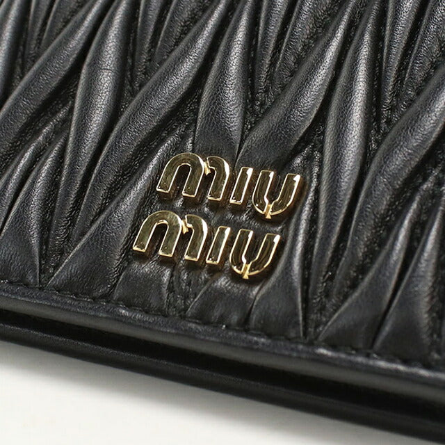 中古 ミュウミュウ 二つ折り財布 二折財布 レディース ブランド MIUMIU マテラッセ 5MV204 ブラック USDMI113164011