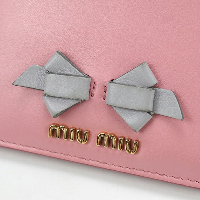 中古 ミュウミュウ 二つ折り財布 二折財布 レディース ブランド MIUMIU レザー 5MV204 ピンク USDMI114539011