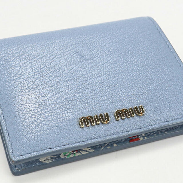 中古 ミュウミュウ 二つ折り財布 二折財布 レディース ブランド MIUMIU 5MV204 ブルー USDMI114540011