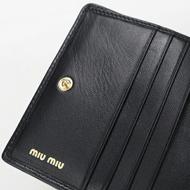 中古 ミュウミュウ 二つ折り財布 二折財布 レディース ブランド MIUMIU マテラッセ レザー 折財布 ブラック USDMI115427011