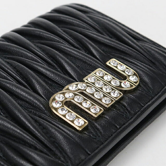 中古 ミュウミュウ 二つ折り財布 二折財布 レディース ブランド MIUMIU マテラッセ レザー 折財布 ブラック USDMI115427011