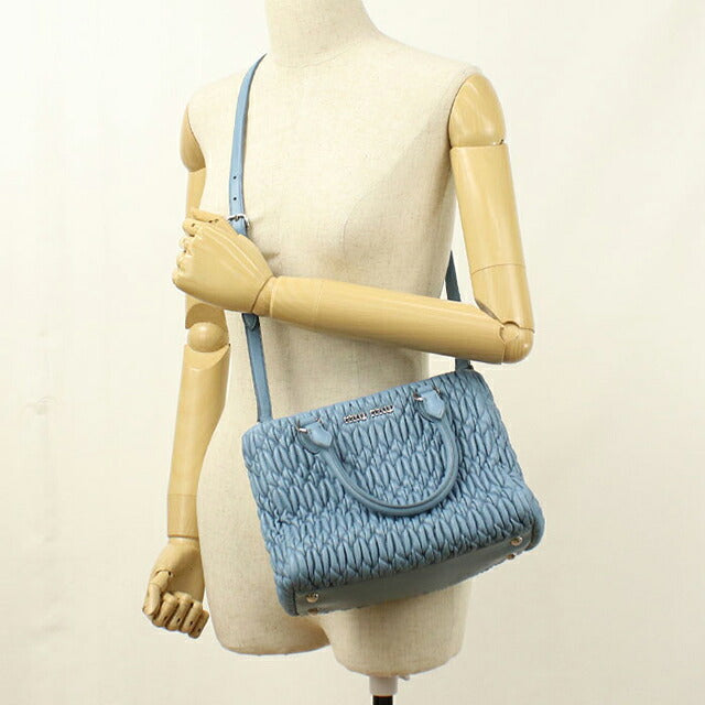 中古 ミュウミュウ ハンドバッグ レディース ブランド MIUMIU マテラッセ ナッパクリスタル 2WAY 5BA067 ブルー USDMI116671011