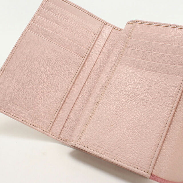 中古 ミュウミュウ 三つ折り財布 三折財布 コンパクト レディース ブランド MIUMIU マドラス レザー 5M1225 ピンク USDMI116825011