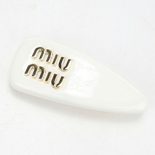 中古 ミュウミュウ バレッタ レディース ブランド MIUMIU パテントレザー ヘアクリップ 5IF092_069_F0009 ホワイト ヘアアクセサリー USDMI119553011