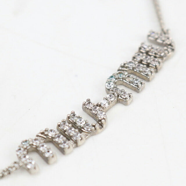 中古 ミュウミュウ ネックレス レディース ブランド MIUMIU クリスタル付 5IC058_2DNC_F0OKL シルバー アクセサリー USDMI120453011