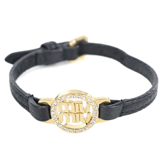 中古 ミュウミュウ ブレスレット レディース ブランド MIUMIU レザー ブラック アクセサリー USDMI120454011