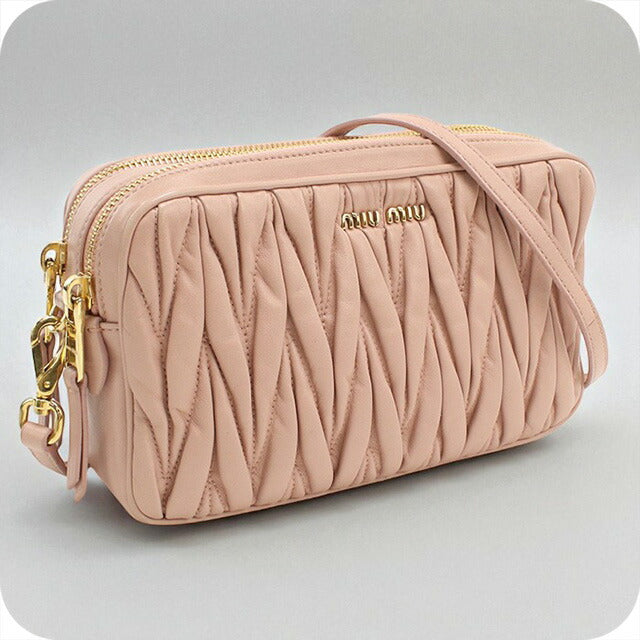 中古 ミュウミュウ 斜め掛け ショルダーバッグ レディース ブランド MIUMIU マテラッセ レザー 5BH539 ピンク バッグ USDMI95867011