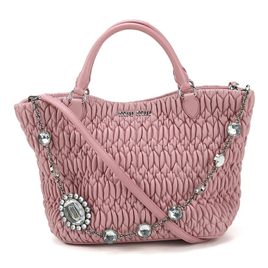 中古 ミュウミュウ トートバッグ レディース ブランド MIUMIU マテラッセ 2WAY レザー ピンク バッグ USDMI96905011