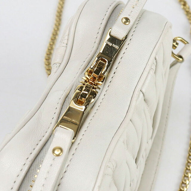 中古 ミュウミュウ 斜め掛け ショルダーバッグ レディース ブランド MIUMIU マテラッセ 2WAY レザー ホワイト バッグ USDMI98314011