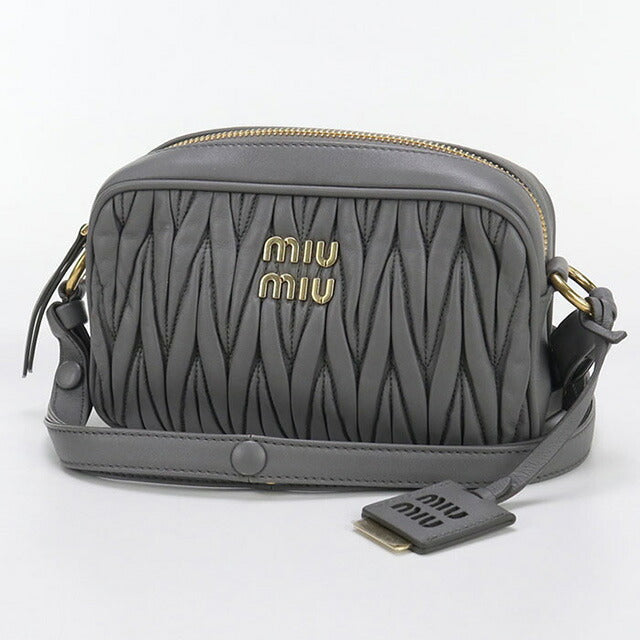 中古 ミュウミュウ 斜め掛け ショルダーバッグ レディース ブランド MIUMIU マテラッセ レザー 5BH118 グレー バッグ USDMI98621011
