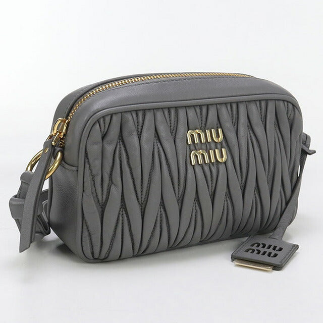 中古 ミュウミュウ 斜め掛け ショルダーバッグ レディース ブランド MIUMIU マテラッセ レザー 5BH118 グレー バッグ USDMI98621011