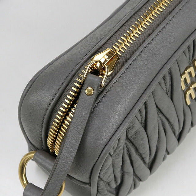 中古 ミュウミュウ 斜め掛け ショルダーバッグ レディース ブランド MIUMIU マテラッセ レザー 5BH118 グレー バッグ USDMI98621011