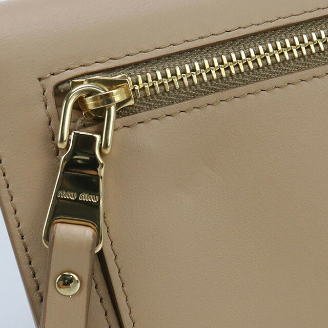 中古 ミュウミュウ 長財布二折 レディース ブランド MIUMIU レザー 5MH109 2B61 F0QYA ベージュ 財布 USDMI98963011