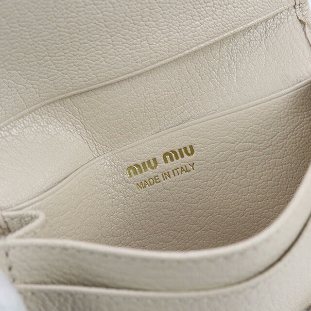 中古 ミュウミュウ 名刺入れ レディース ブランド MIUMIU レザー ベージュ 小物 USDMI99344011