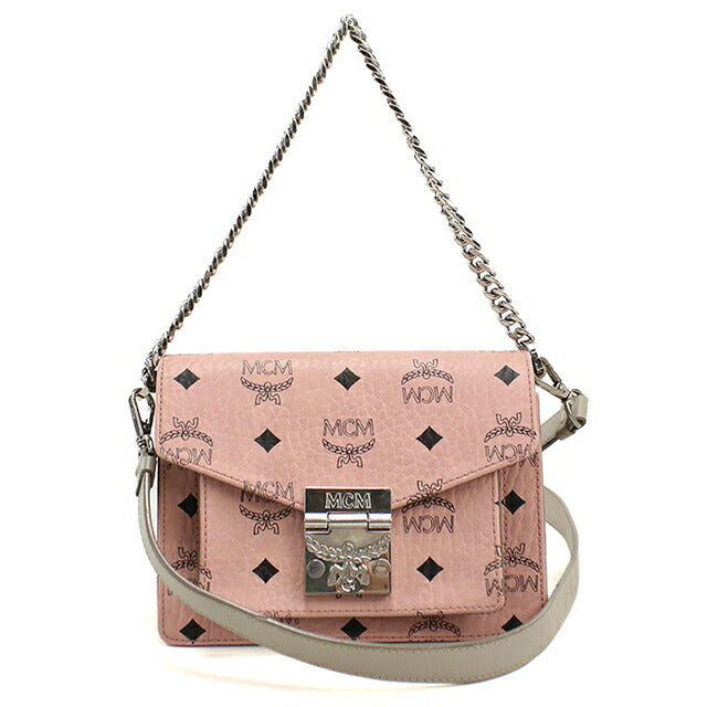 Used MCM shoulder bag ladies brand MCM chain leather MWRBAF002PZ001 pink USDMM118205011