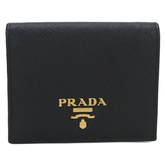 二手 Prada 双折钱包男女通用品牌 PRADA 黑色钱包 USDPR100322011