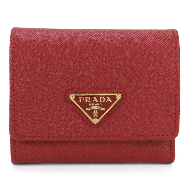 中古 プラダ 三折財布 レディース ブランド PRADA レッド 財布 USDPR100399011