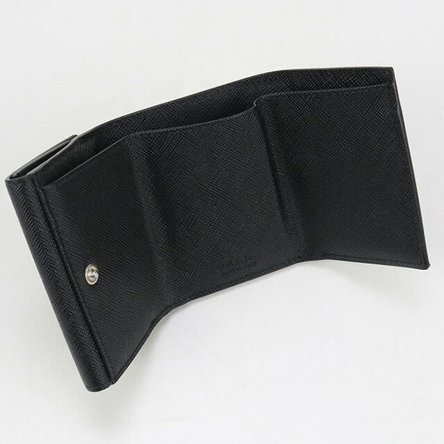 中古 プラダ 三つ折り財布 レディース ブランド PRADA サフィアーノトライアングル財布 ブラック 財布 USDPR101839011