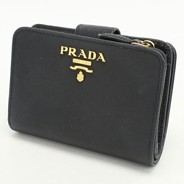 Used Prada Bifold Wallet with Coin Purse Women&