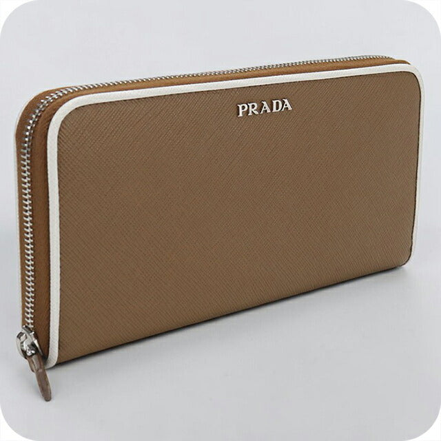 Used Prada long wallet round zipper ladies brand PRADA zip around saffiano leather brown USDPR102677011