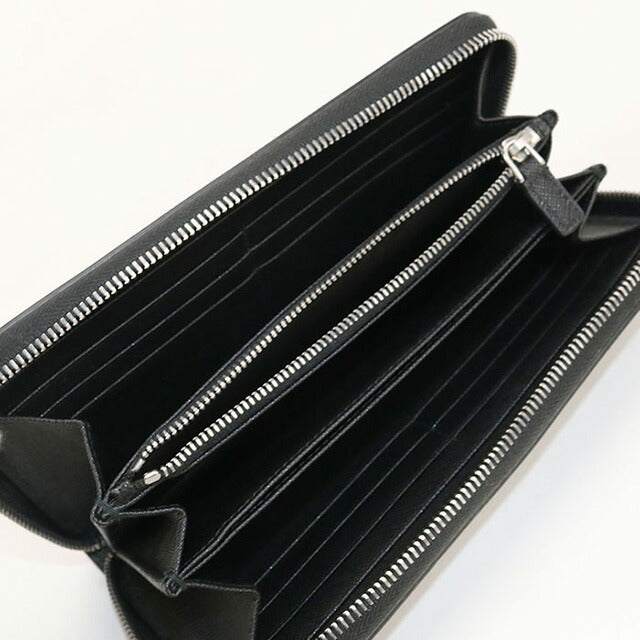 中古 プラダ 長財布ラウンドファスナー メンズ ブランド PRADA サフィアーノレザー ジップアラウンド長財布 レザー ブラック 財布 USDPR102986011