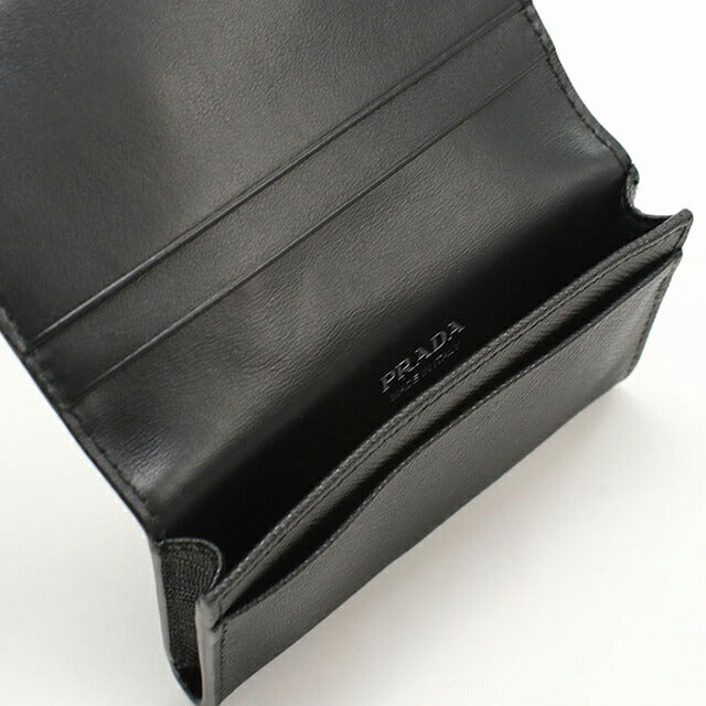 中古 プラダ 名刺入れ レディース ブランド PRADA サフィアーノトライアングル カードケース レザー 1MC110 QHH F0002 ブラック 小物 USDPR103646011