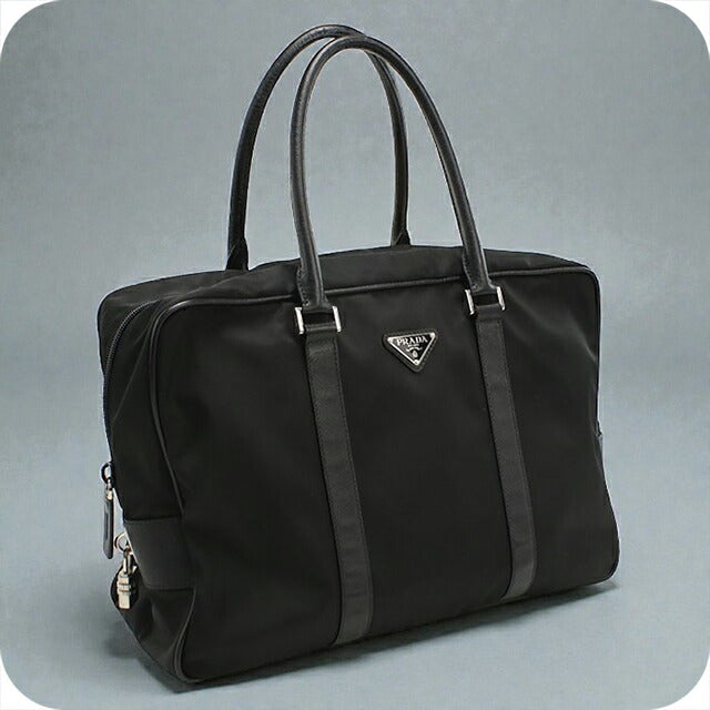 PRADA プラダ ブリーフケース ハンドバッグ ナイロン ブラック V147S 中古 プラダ ブリーフケース メンズ ブランド PRADA レザー ブラック
