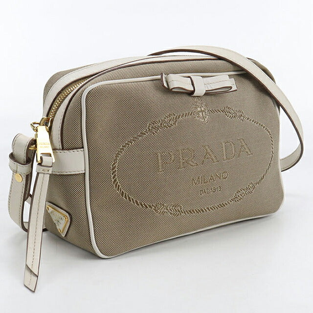 中古 プラダ 斜め掛け ショルダーバッグ レディース ブランド PRADA ロゴジャガード 1BH089 ベージュ バッグ USDPR104118011