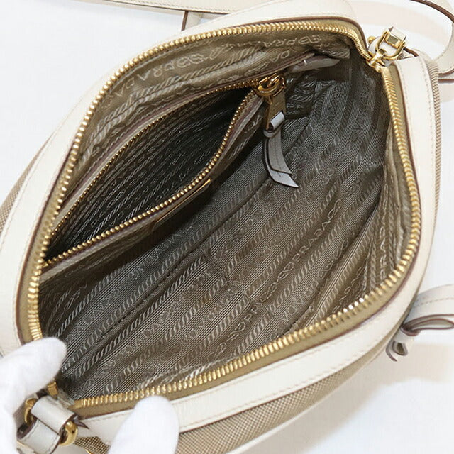 中古 プラダ 斜め掛け ショルダーバッグ レディース ブランド PRADA ロゴジャガード 1BH089 ベージュ バッグ USDPR104118011