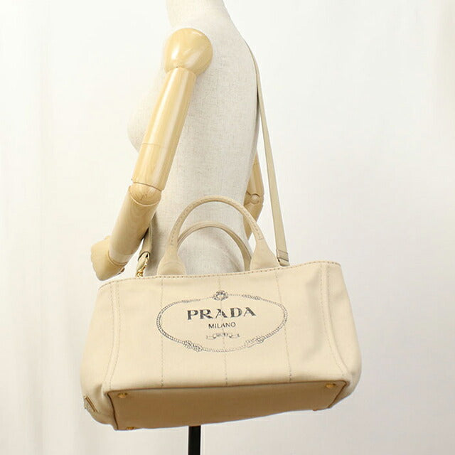 中古 プラダ トートバッグ レディース ブランド PRADA カナパ 2WAY BN2642 ベージュ USDPR105393011